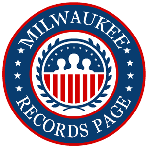 A round, red, white, and blue logo with the words 'Milwaukee Records Page' in relation to the state of Wisconsin.